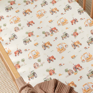 Snuggle Hunny Fitted Cot Sheet - Diggers