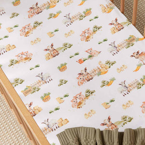 Snuggle Hunny Fitted Cot Sheet - Farm
