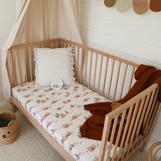 Snuggle Hunny Fitted Cot Sheet - Bears Picnic