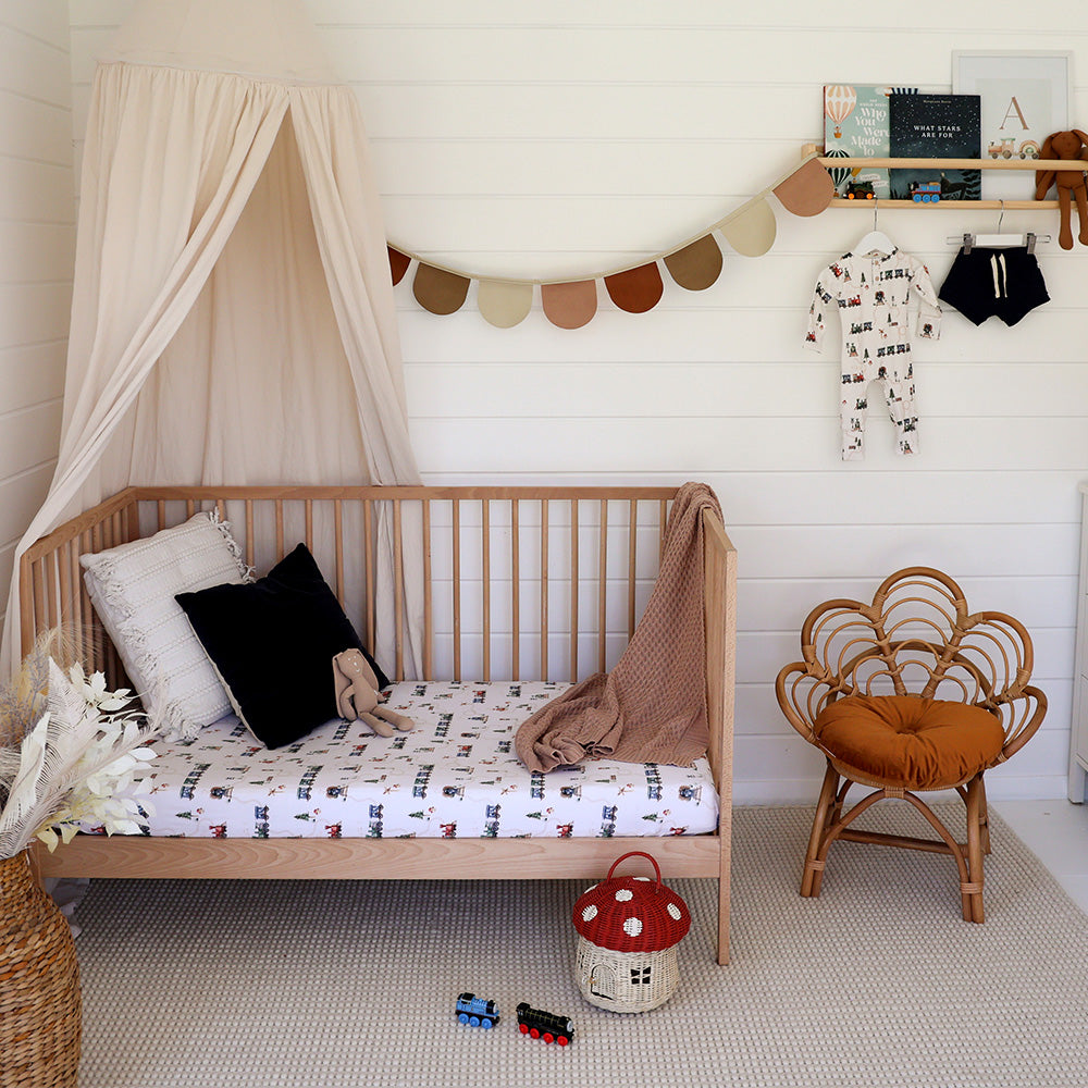 Snuggle Hunny Fitted Cot Sheet - Trains