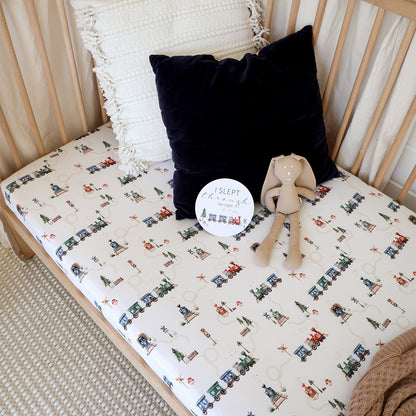 Snuggle Hunny Fitted Cot Sheet - Trains