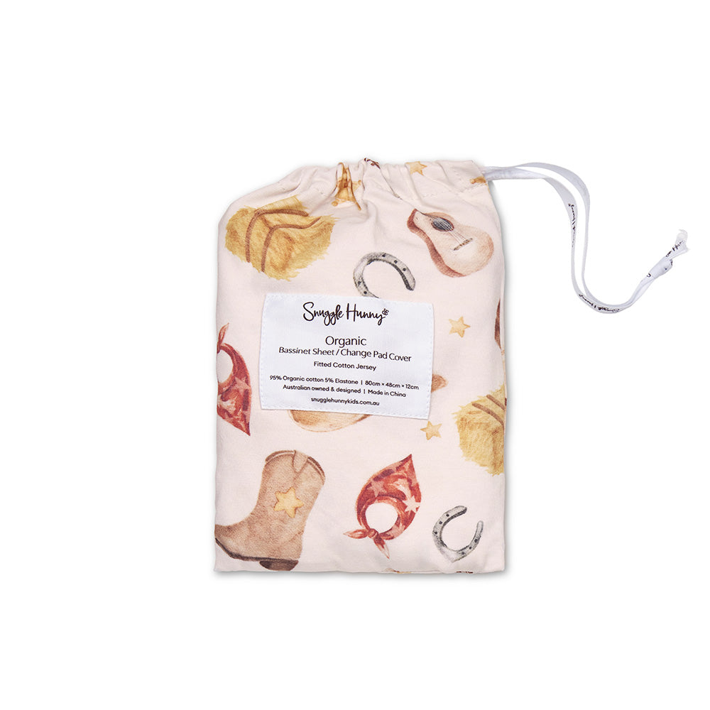 SNUGGLE HUNNY | FITTED BASSINET AND CHANGE PAD COVER | COWBOYS