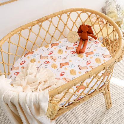 SNUGGLE HUNNY | FITTED BASSINET AND CHANGE PAD COVER | COWBOYS