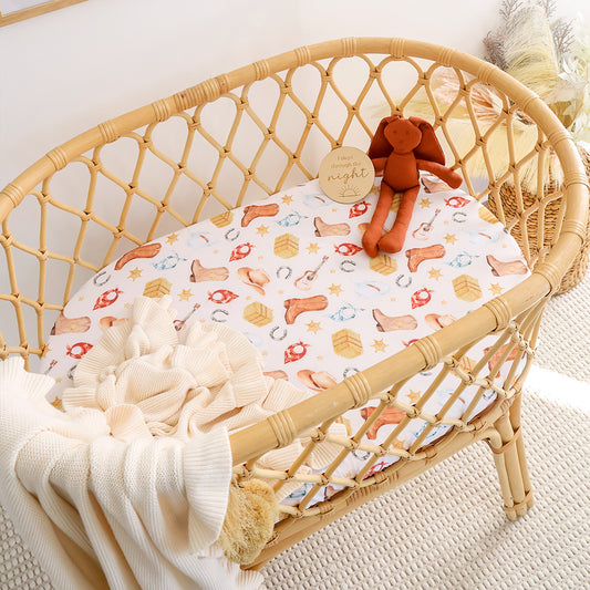 SNUGGLE HUNNY | FITTED BASSINET AND CHANGE PAD COVER | COWBOYS