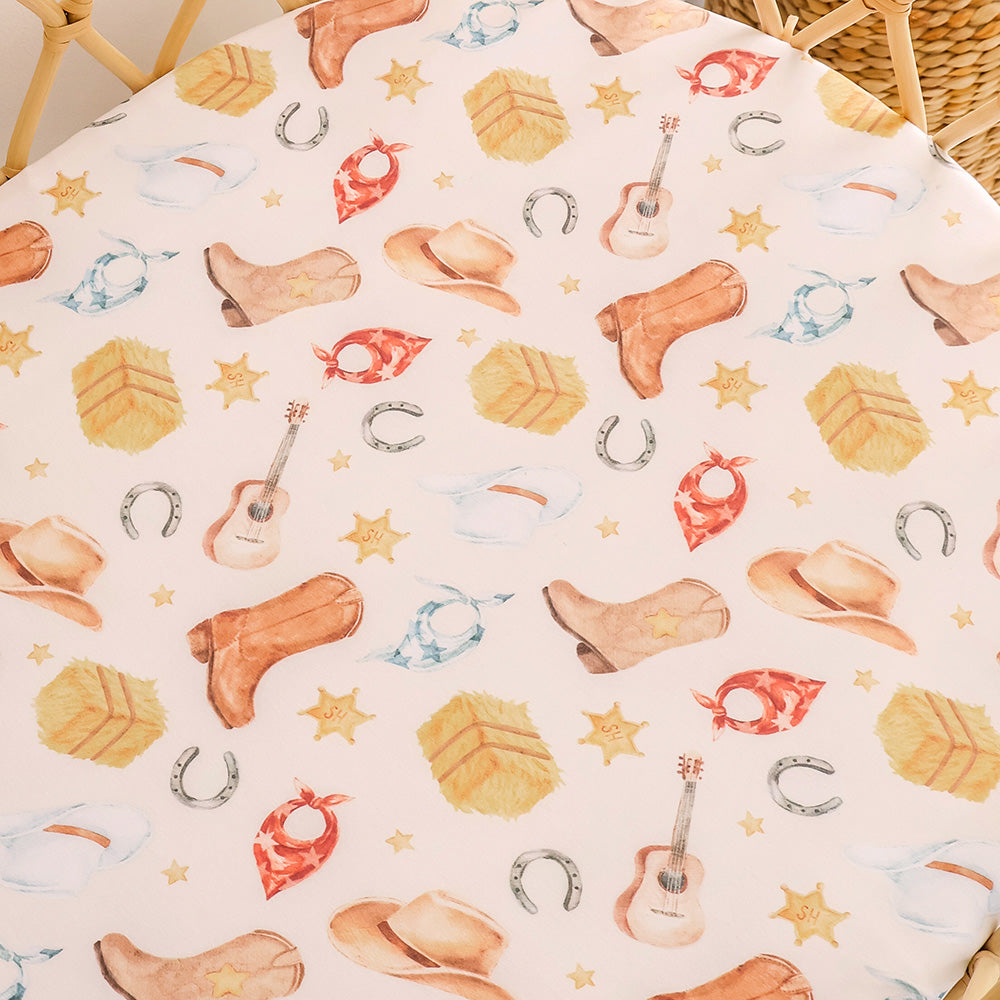 SNUGGLE HUNNY | FITTED BASSINET AND CHANGE PAD COVER | COWBOYS