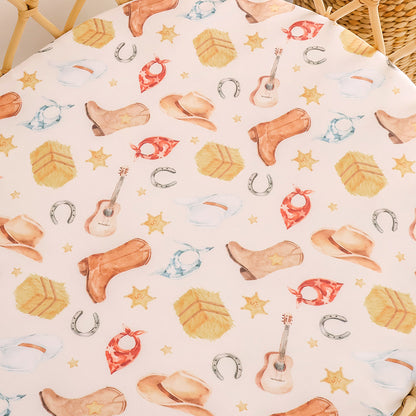 SNUGGLE HUNNY | FITTED BASSINET AND CHANGE PAD COVER | COWBOYS