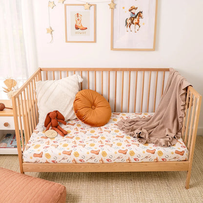 SNUGGLE HUNNY | FITTED COT SHEET | COWBOYS
