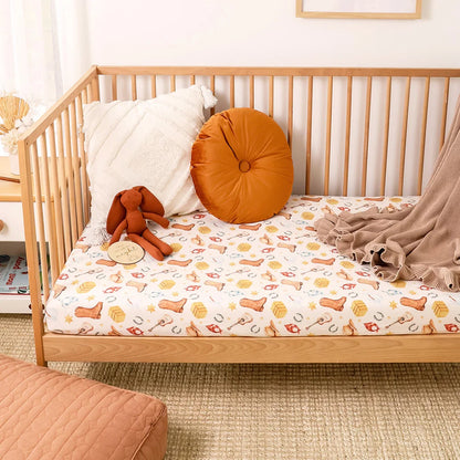 SNUGGLE HUNNY | FITTED COT SHEET | COWBOYS