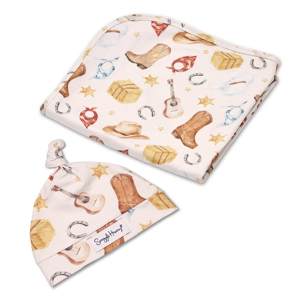 SNUGGLE HUNNY | JERSEY WRAP AND BEANIE SET | COWBOYS