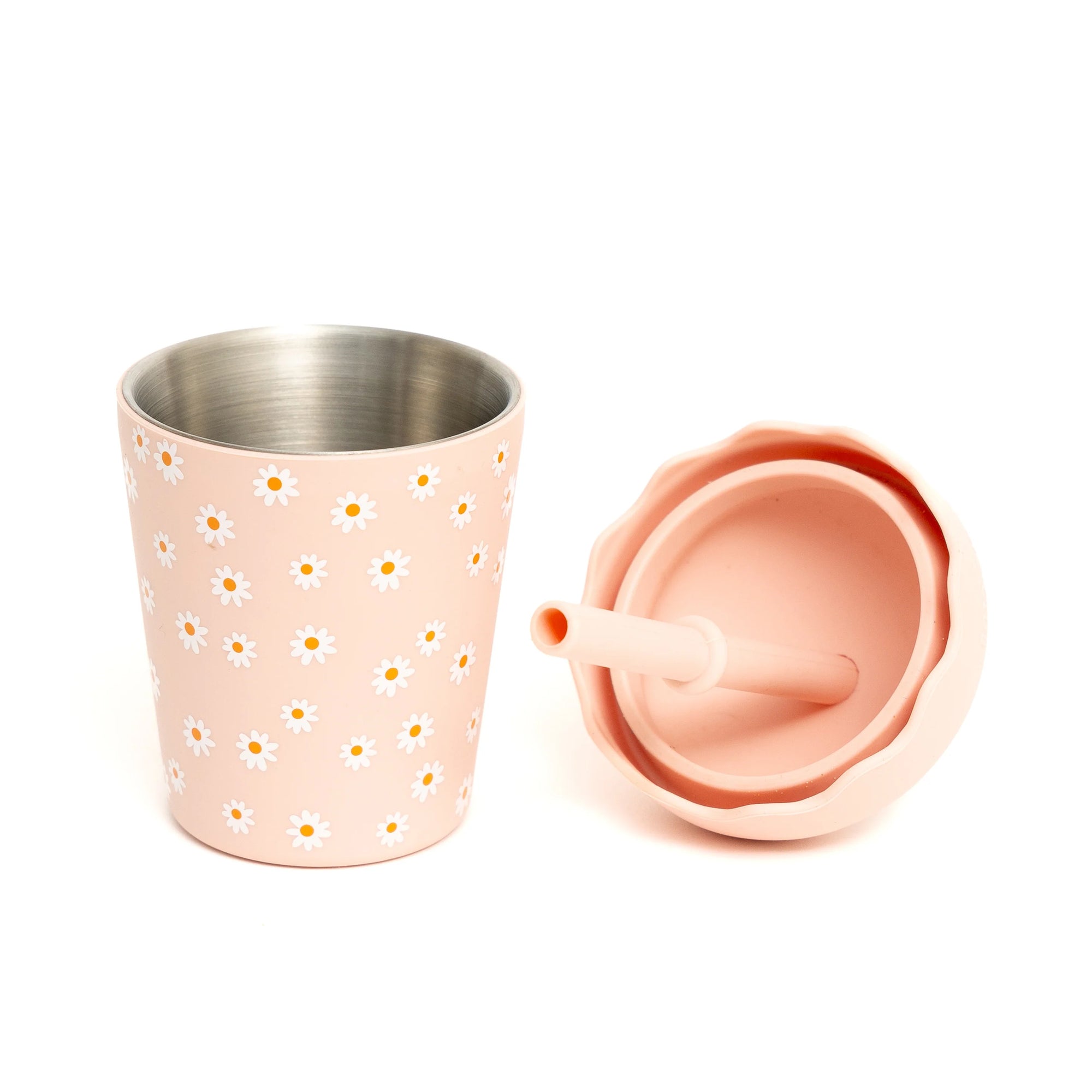 Baby Chino Mini Smoothie Cup with Straw - Pink Daisy