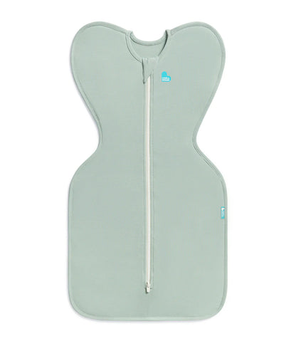 Light gray baby wrap with a zipper on a white background