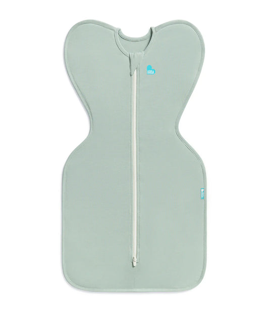 Light gray baby wrap with a zipper on a white background