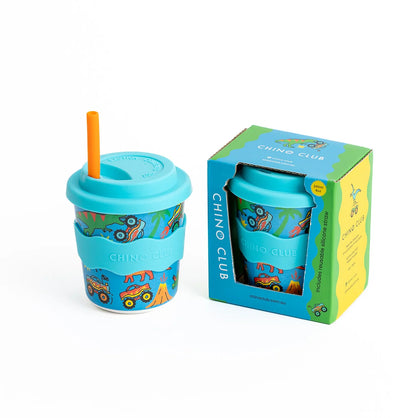 CHINO CLUB BABY CHINO CUP WITH LID | DINOSAURS AND MONSTER TRUCKS (8OZ)