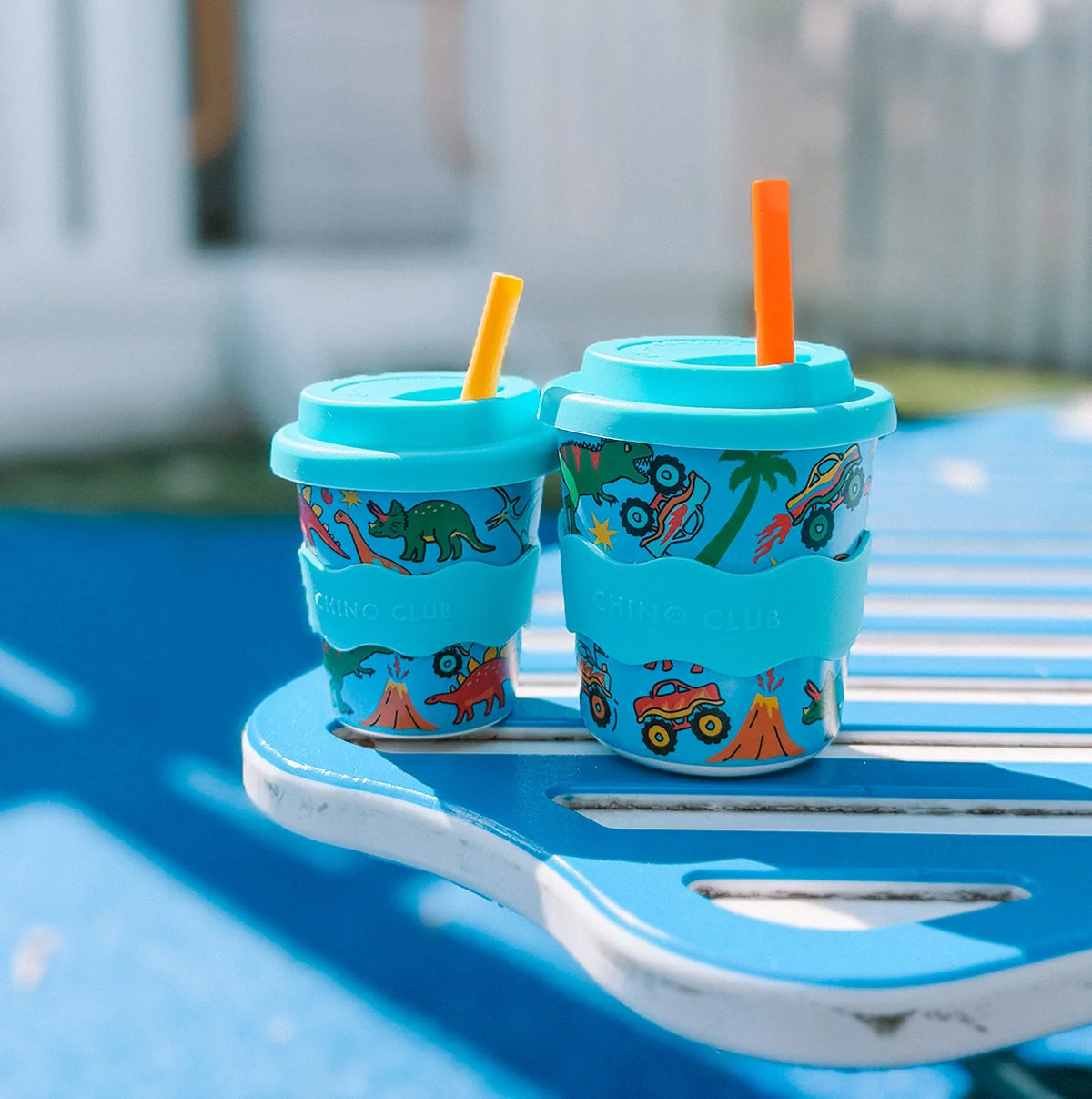 CHINO CLUB BABY CHINO CUP WITH LID | DINOSAURS AND MONSTER TRUCKS (8OZ)