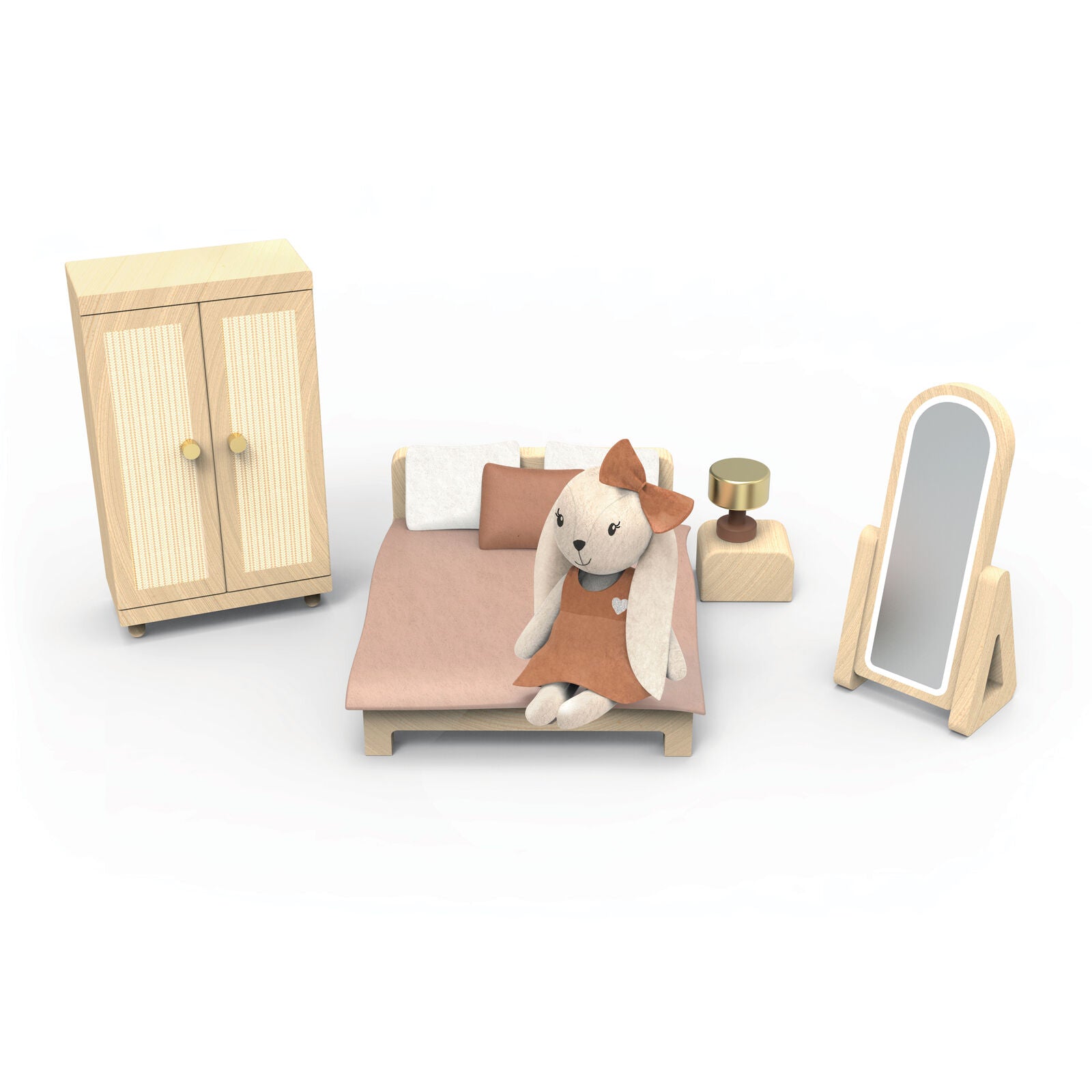 Speedy Monkey Doll's House Bedroom Furniture and Bunny