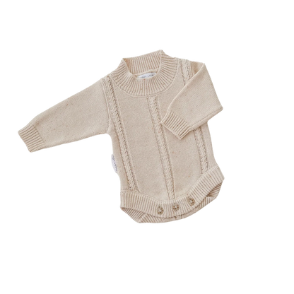 ZIGGY LOU KNIT HEIRLOOM ROMPER | BISCOTTI FLECK