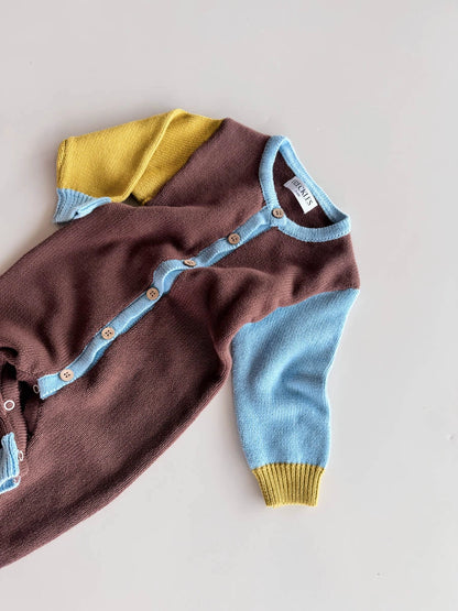 FRECKLES THE LABEL COTTON KNIT ROMPER | BROWN/BLUE/GREEN
