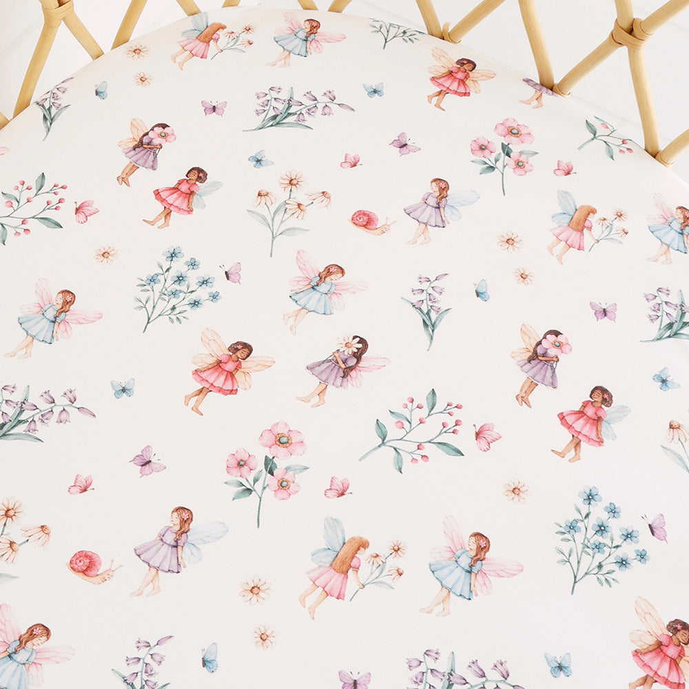 Snuggle Hunny Fitted Bassinet & Change Pad Cover | Fairy Garden