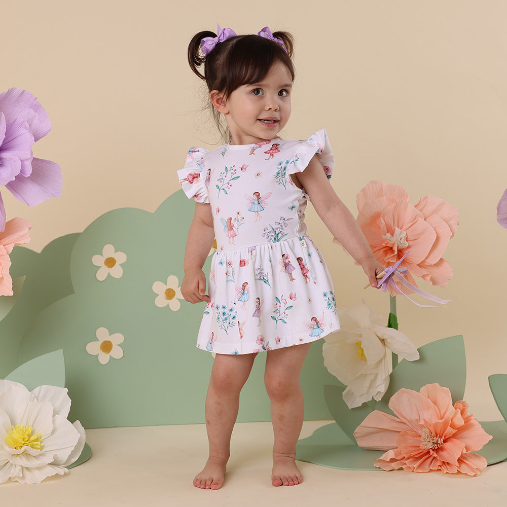 Snuggle Hunny Organic Cotton Short Sleeve Dress - Fairy Garden - Angus & Dudley Collections