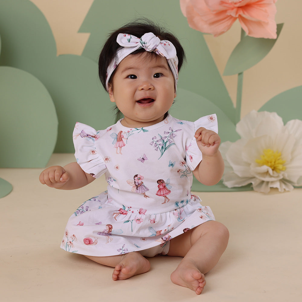 Snuggle Hunny Organic Cotton Short Sleeve Dress - Fairy Garden - Angus & Dudley Collections