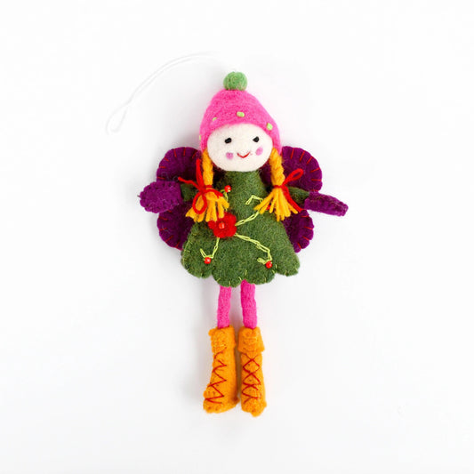 Tara Treasures Felt Fairy - Green Dress