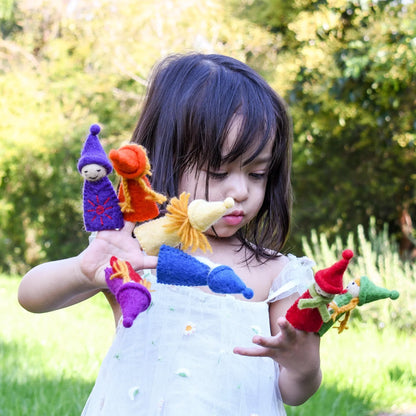 TARA TREASURES FINGER PUPPET SET | RAINBOW COLOURFUL GNOMES - Angus & Dudley Collections