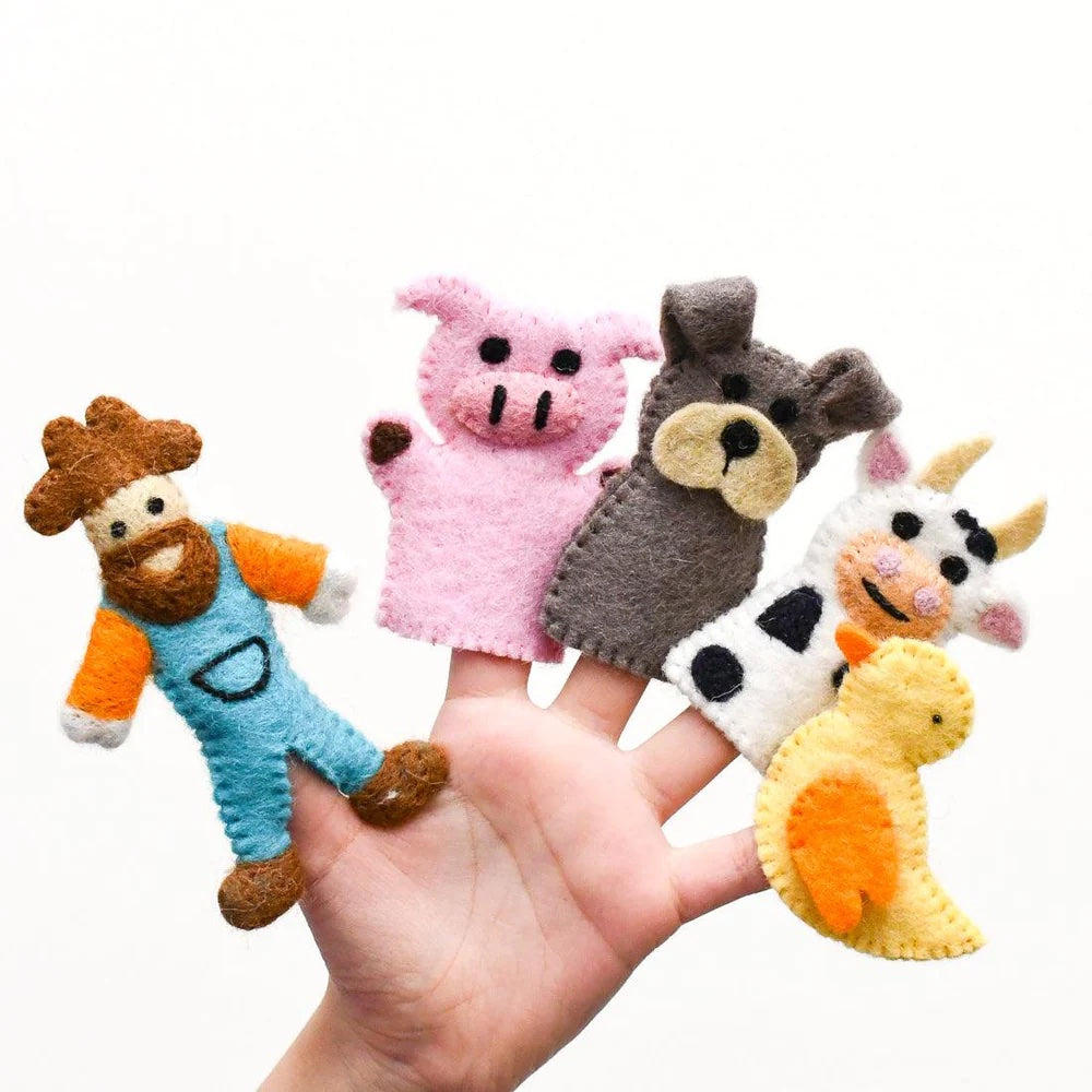 Tara Treasures Finger Puppet Set - Old MacDonald Farm Animals