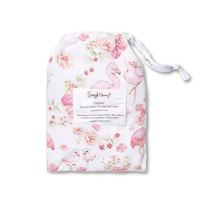 SNUGGLE HUNNY | FITTED BASSINET AND CHANGE PAD COVER | FLAMINGOES
