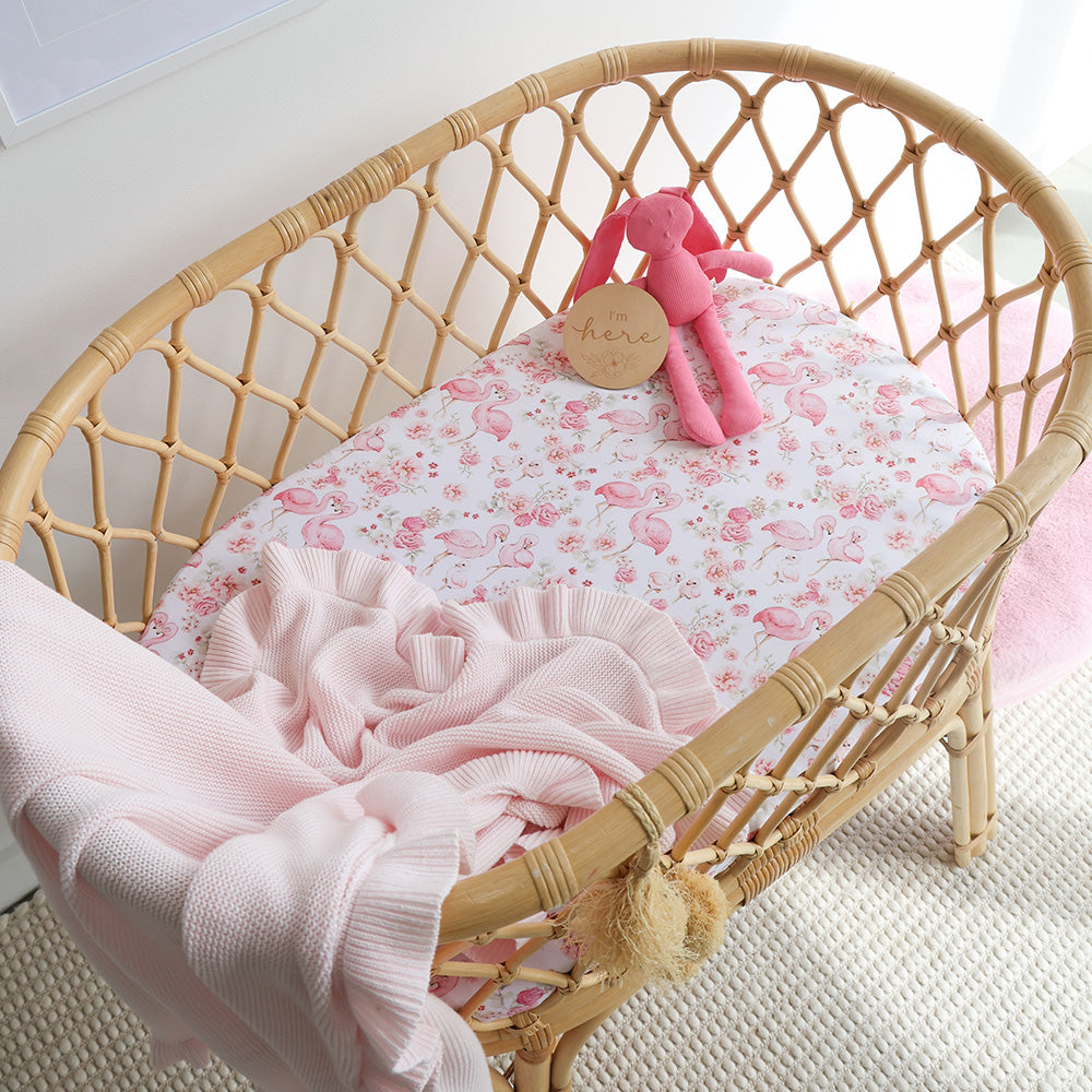 SNUGGLE HUNNY | FITTED BASSINET AND CHANGE PAD COVER | FLAMINGOES