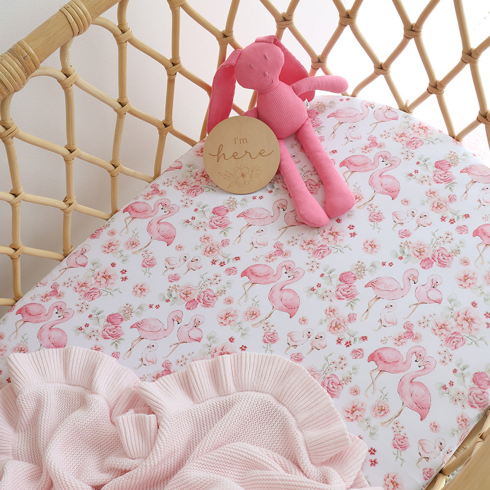 SNUGGLE HUNNY | FITTED BASSINET AND CHANGE PAD COVER | FLAMINGOES