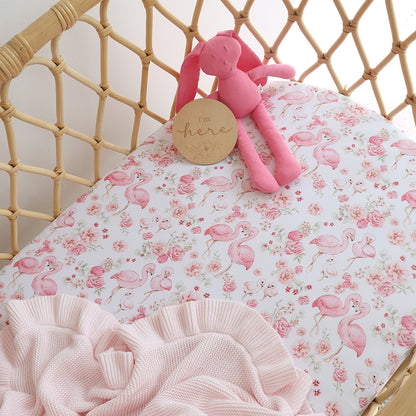 SNUGGLE HUNNY | FITTED BASSINET AND CHANGE PAD COVER | FLAMINGOES