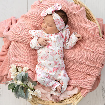 SNUGGLE HUNNY | CONVERTIBLE FRILL ROMPER | FLAMINGOES