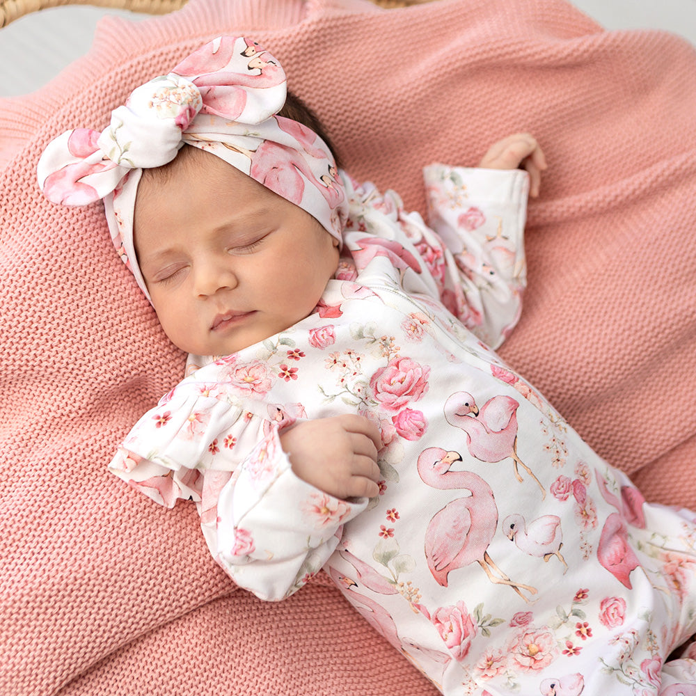 SNUGGLE HUNNY | CONVERTIBLE FRILL ROMPER | FLAMINGOES
