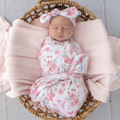 SNUGGLE HUNNY | JERSEY WRAP AND HEADBAND SET | FLAMINGOES