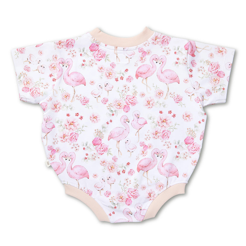 SNUGGLE HUNNY | ORGANIC OVERSIZED ROMPER | FLAMINGOES