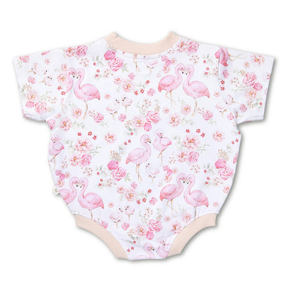 SNUGGLE HUNNY | ORGANIC OVERSIZED ROMPER | FLAMINGOES
