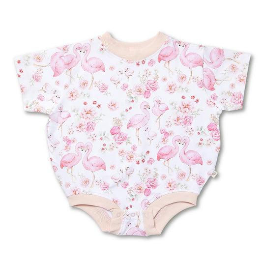 SNUGGLE HUNNY | ORGANIC OVERSIZED ROMPER | FLAMINGOES
