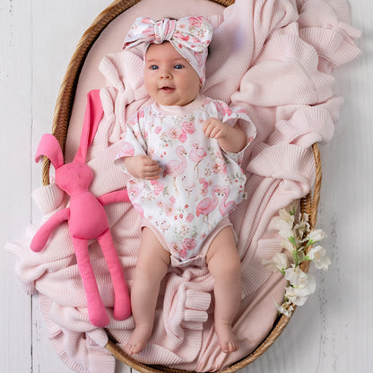 SNUGGLE HUNNY | ORGANIC OVERSIZED ROMPER | FLAMINGOES