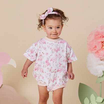SNUGGLE HUNNY | ORGANIC OVERSIZED ROMPER | FLAMINGOES