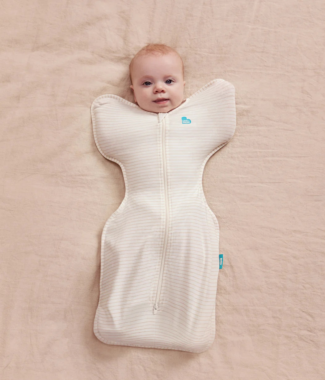 LOVE TO DREAM SWADDLE UP SLEEPING BAG 0.2 TOG | TAN STRIPE