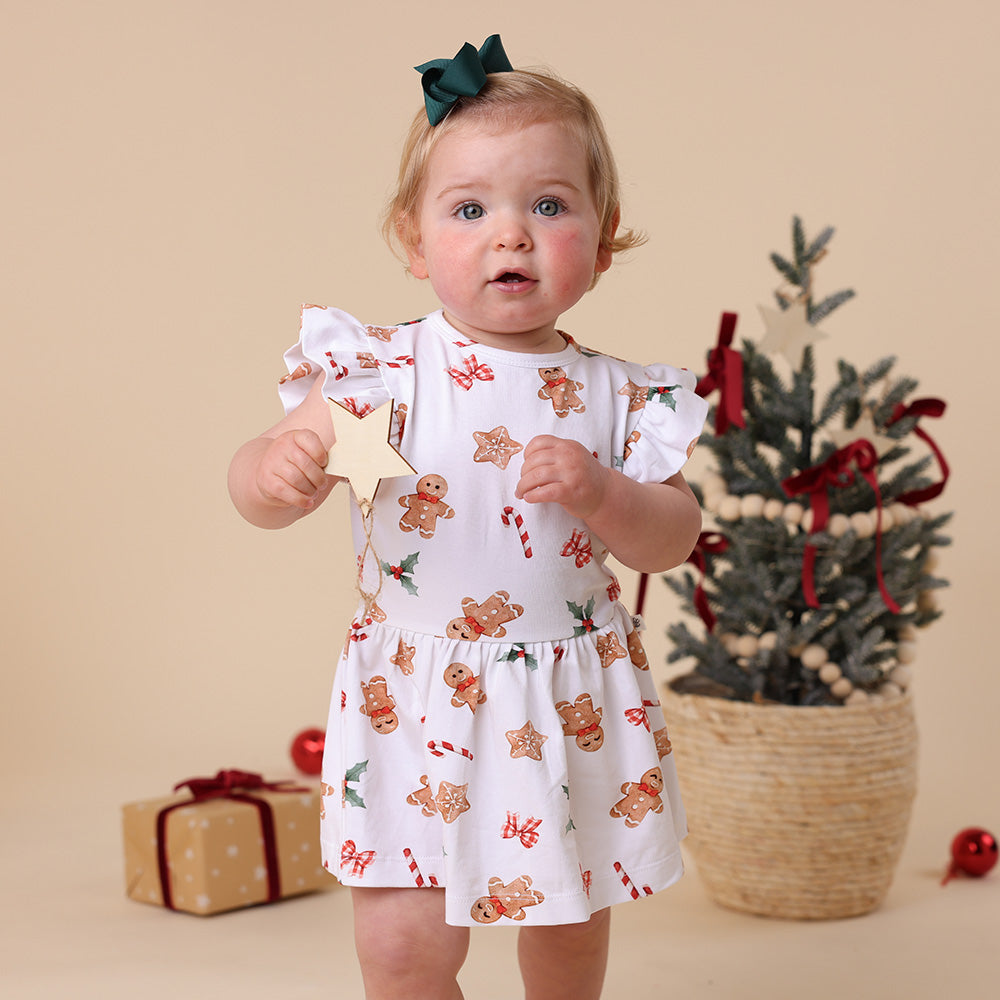Snuggle Hunny Organic Cotton Short Sleeve Dress - Gingerbread