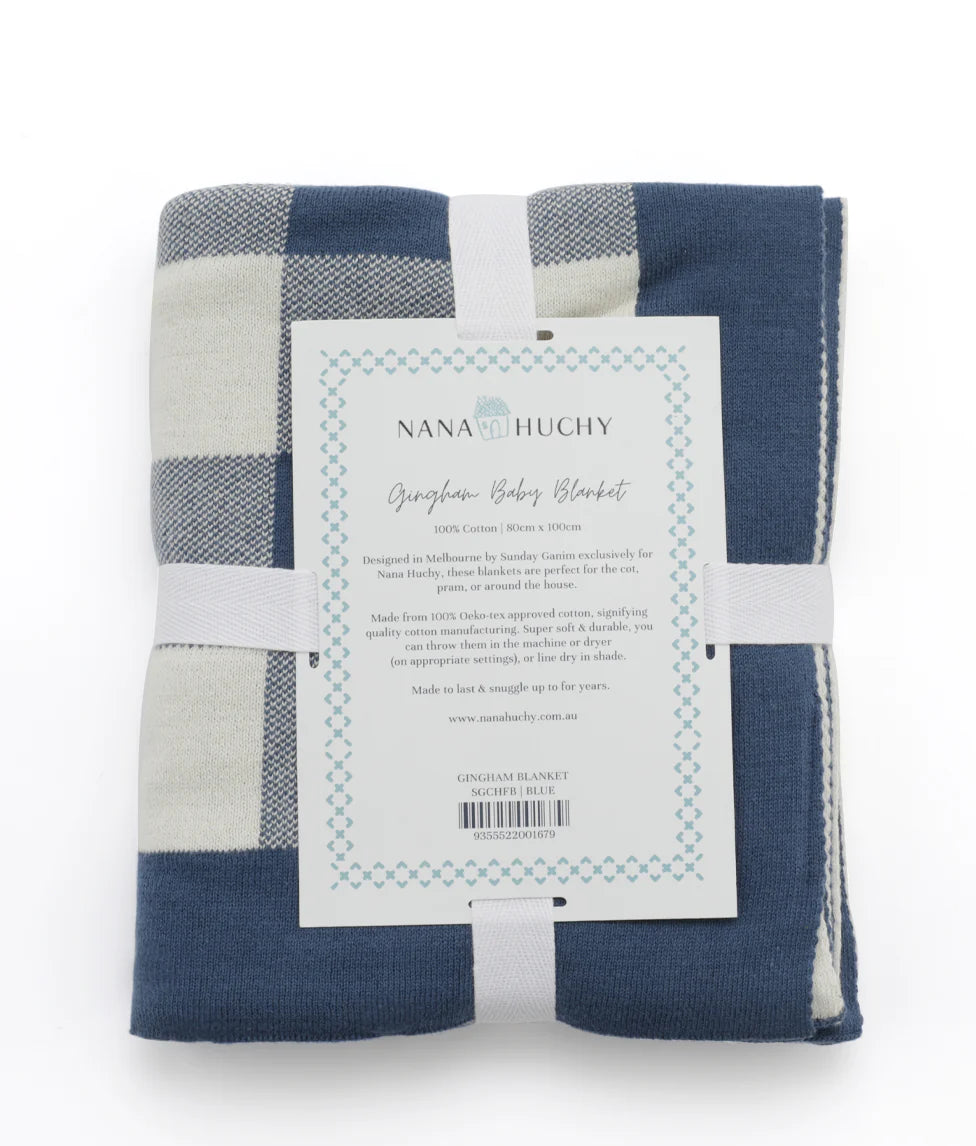 NANA HUCHY KNIT BLANKET | BLUE GINGHAM