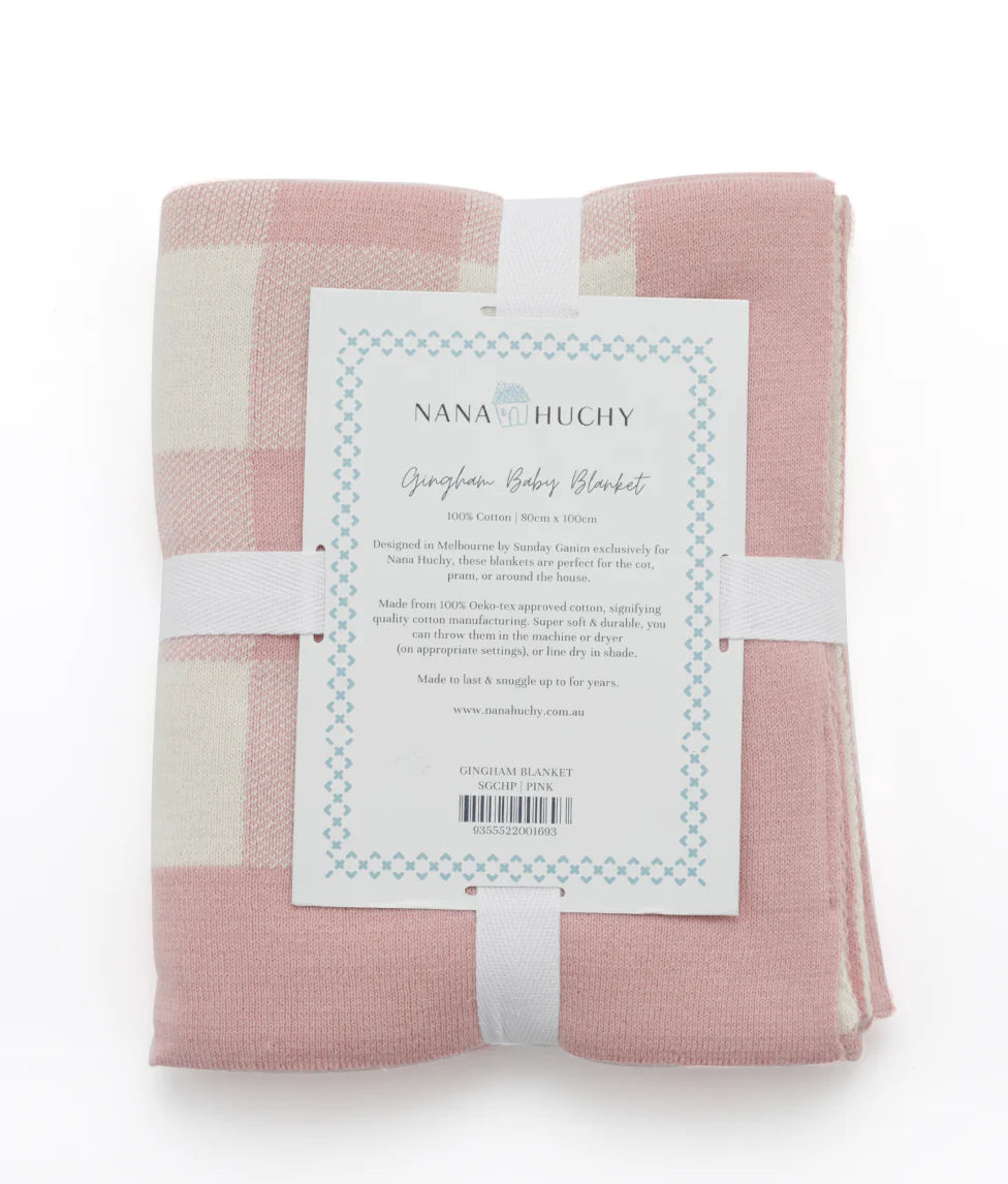 NANA HUCHY KNIT BLANKET | PINK GINGHAM