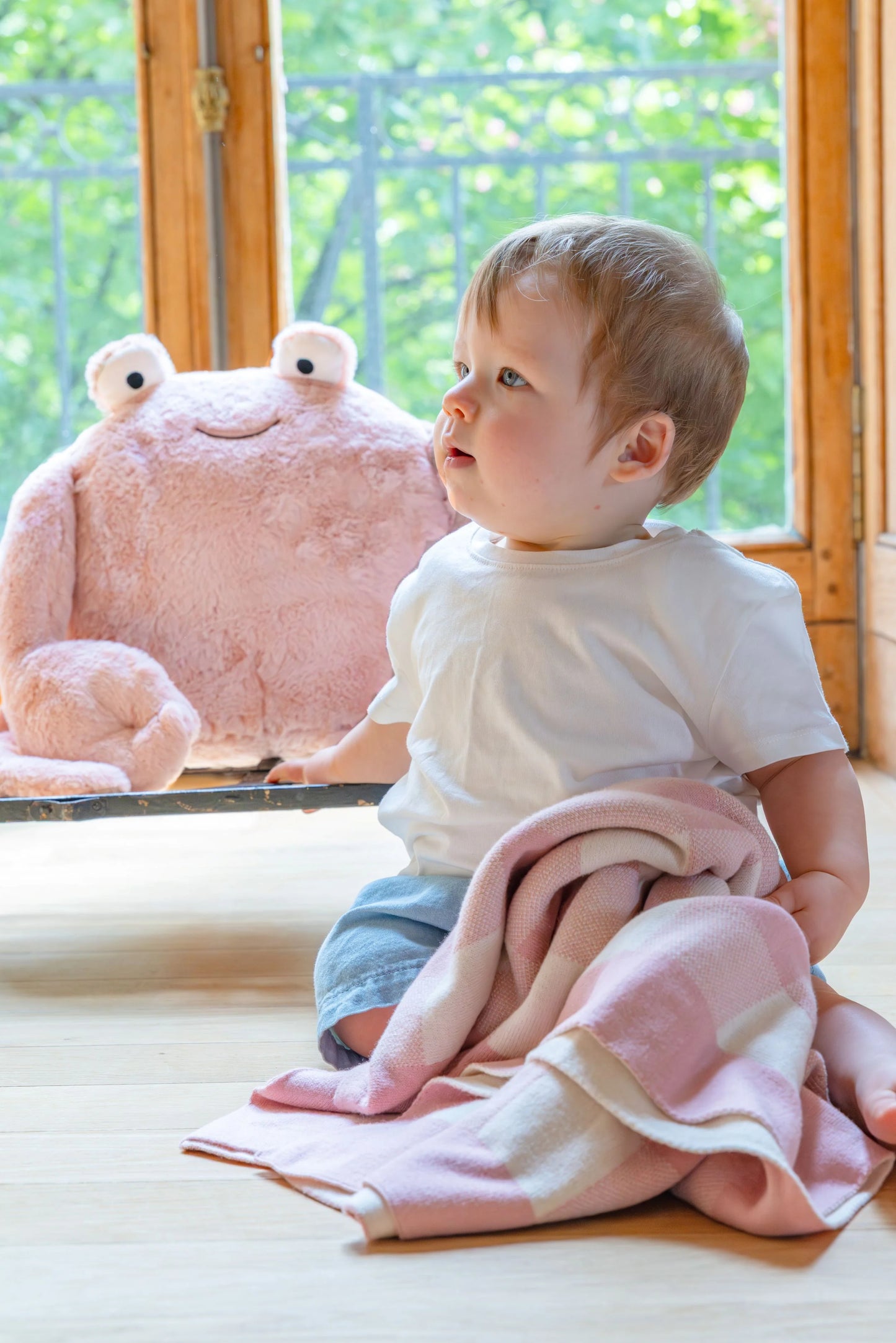 NANA HUCHY KNIT BLANKET | PINK GINGHAM