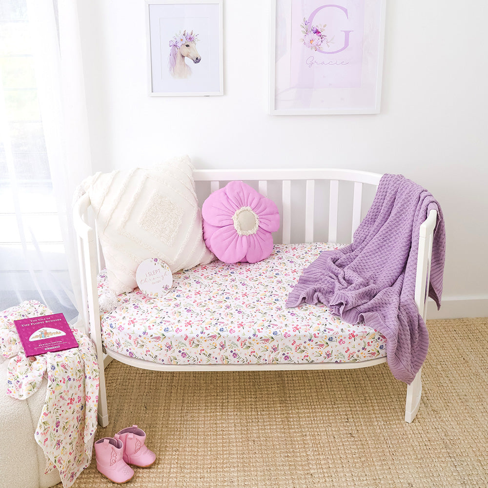 SNUGGLE HUNNY | FITTED COT SHEET | GRACIE