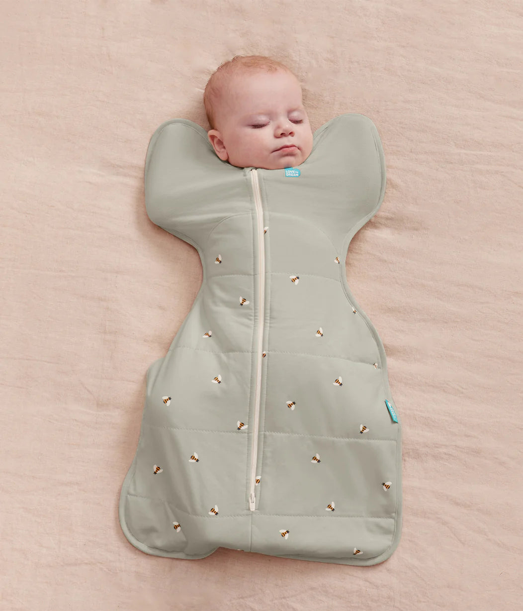 LOVE TO DREAM SWADDLE UP SLEEPING BAG 2.5 TOG | BEES OLIVE