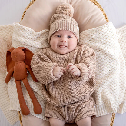 SNUGGLE HUNNY OVERSIZED COTTON KNIT JUMPER | HAZELNUT