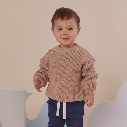 SNUGGLE HUNNY OVERSIZED COTTON KNIT JUMPER | HAZELNUT