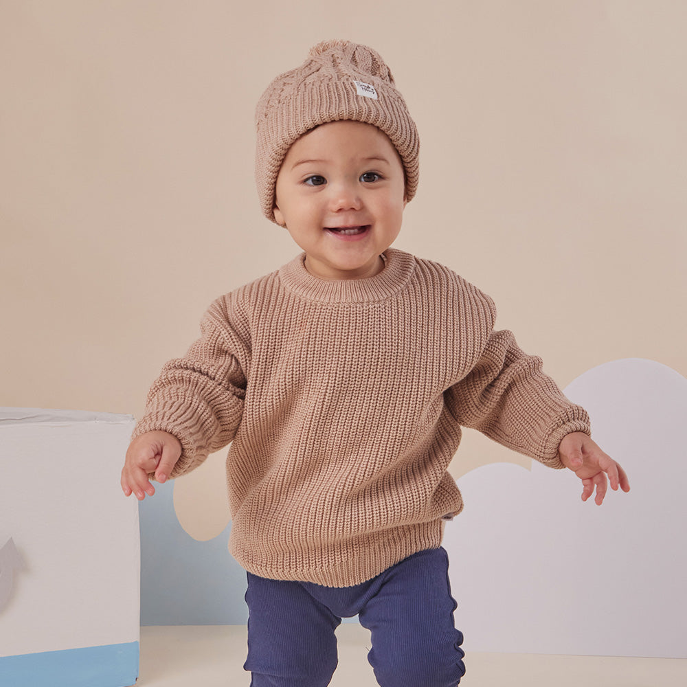 SNUGGLE HUNNY OVERSIZED COTTON KNIT JUMPER | HAZELNUT