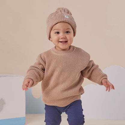 SNUGGLE HUNNY OVERSIZED COTTON KNIT JUMPER | HAZELNUT